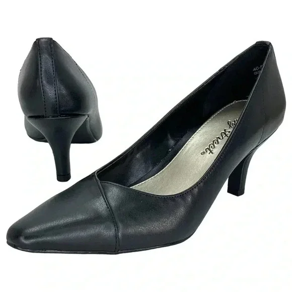 Easy Street Chiffon Black Faux Leather Womens Heels Size 5.5M - Picture 9 of 14